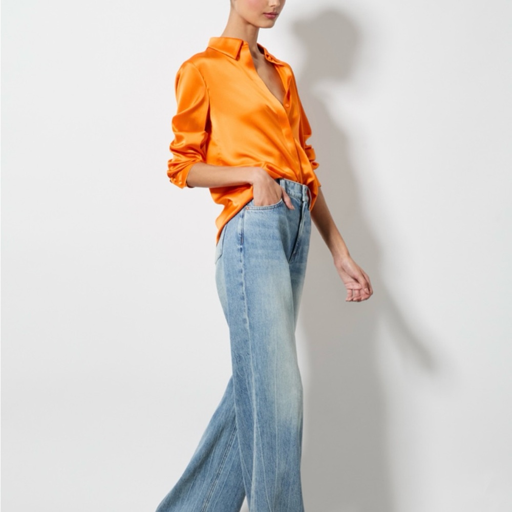 NWT! Alice + Olivia Vibrant Orange blouse top button up.